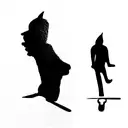 man with a knife shadow dog tattoo design idea