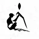 man with a knife shadow dog tattoo design idea
