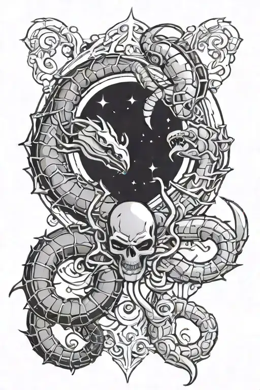 cancer and Scorpio zodiac intertwined tattoo design idea
