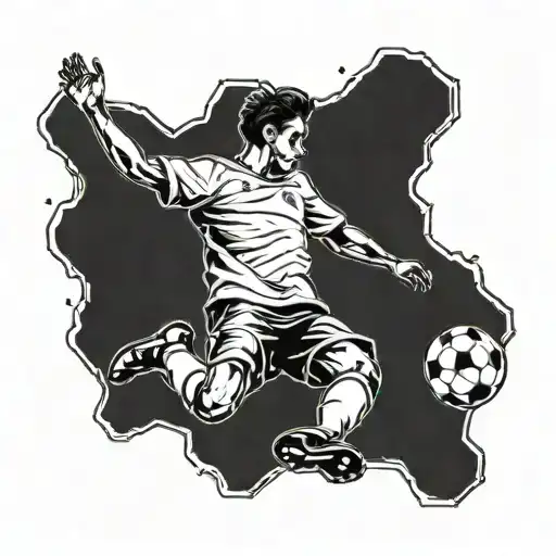 A soccer player ascending to the sky tattoo design idea