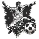 A soccer player ascending to the sky tattoo design idea