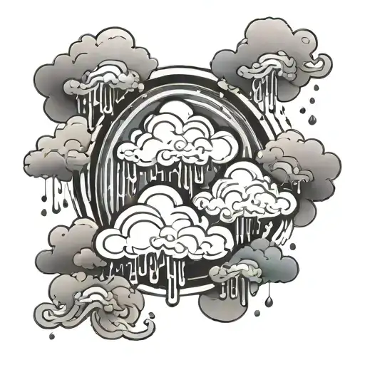 water rain clouds tattoo design idea