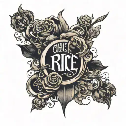 Generate an image of a forearm with a tattoo that says 'cirice'. The tattoo must be written in a chosen font. tattoo design idea