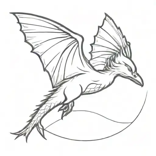 dragon and duck flying tattoo design idea