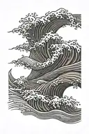 wave tattoo in rectangle without border but with shading style  tattoo design idea