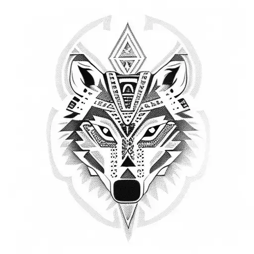 Aztec wolf tattoo design idea