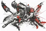 gladiator fighting tattoo design idea