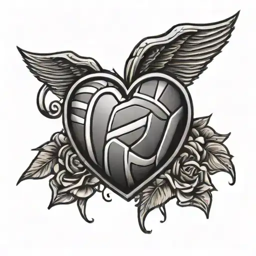 Heart and Volleyball tattoo design idea