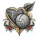 Heart and Volleyball tattoo design idea