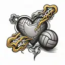 Heart and Volleyball tattoo design idea