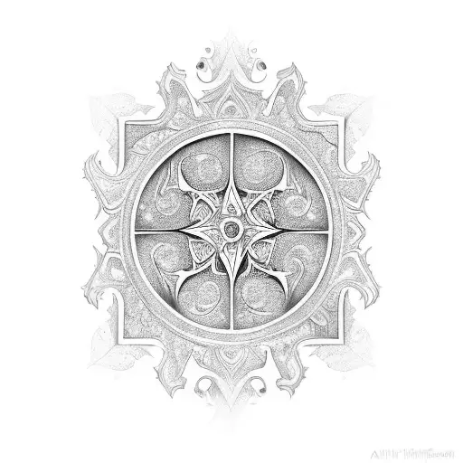 Gothic ornament window on arm tattoo design idea
