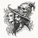 CAllie Maggotbone and Rob zombie's American witch Making out  tattoo design idea