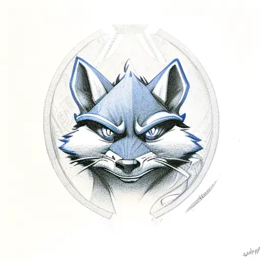 sly cooper cane with blue sillouhette tattoo design idea