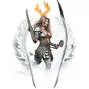 female warrior in fire ring tattoo design idea