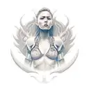 female warrior in fire ring tattoo design idea