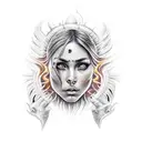 female warrior in fire ring tattoo design idea