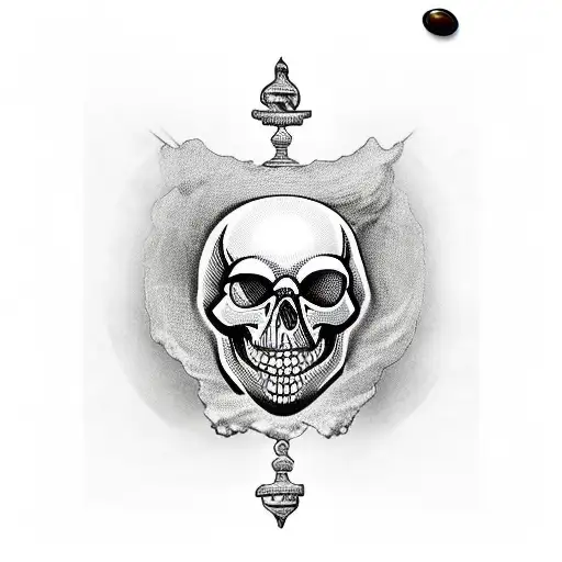 greek chalice with skull tattoo design idea