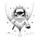 Snowboarding in outer space tattoo design idea