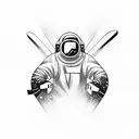 Snowboarding in outer space tattoo design idea