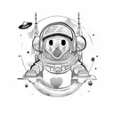 Snowboarding in outer space tattoo design idea