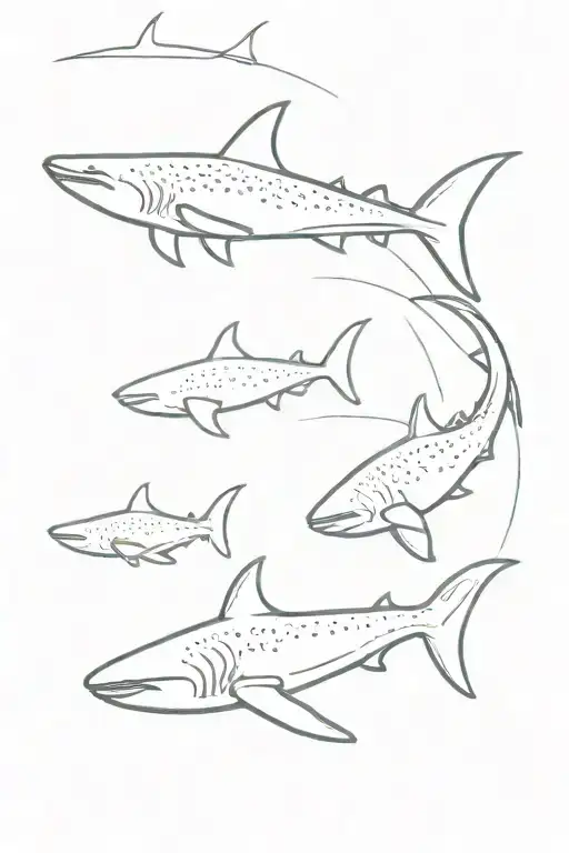 whale shark, stingray, sharks swimming tattoo design idea