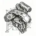 bionic cyborg arm shoulder tattoo design idea