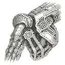 bionic cyborg arm shoulder tattoo design idea