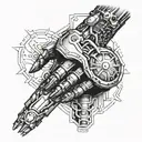 bionic cyborg arm shoulder tattoo design idea