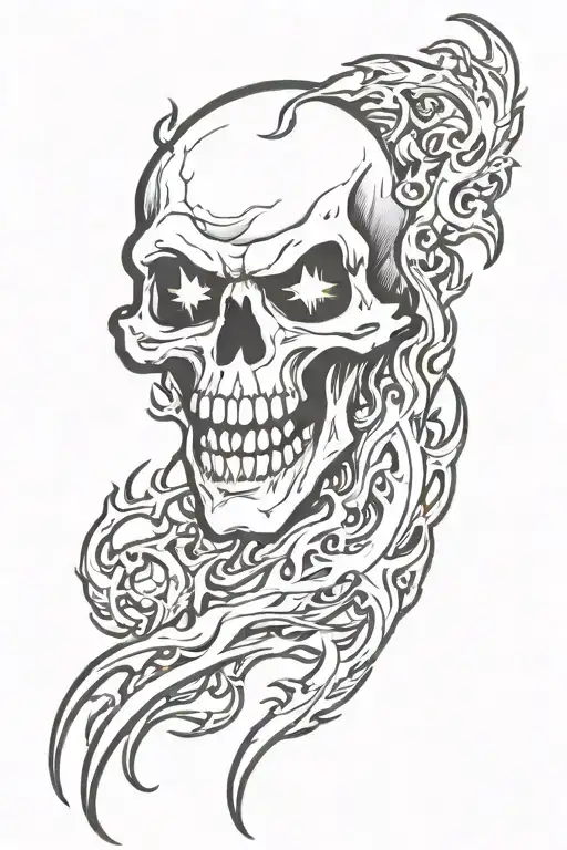 Ghost flames left arm tattoo design idea