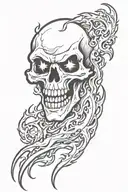 Ghost flames left arm tattoo design idea