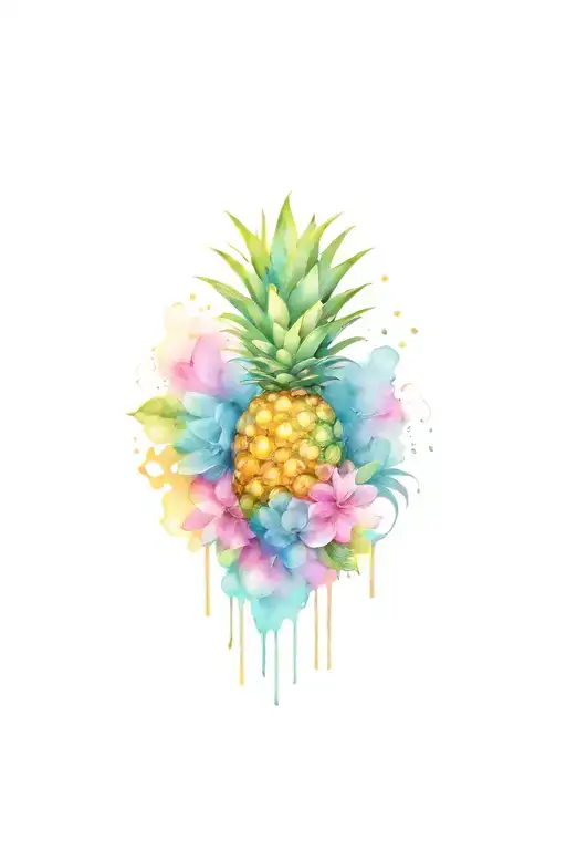 pineapple and turttles tattoo design idea