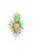 pineapple and turttles tattoo design idea