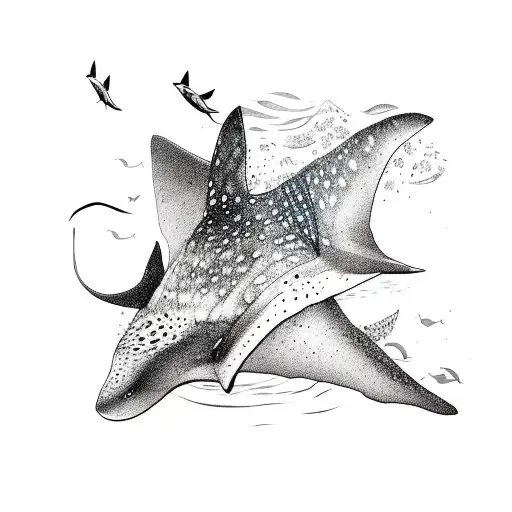 manta ray and whale shark ocean tattoo design idea