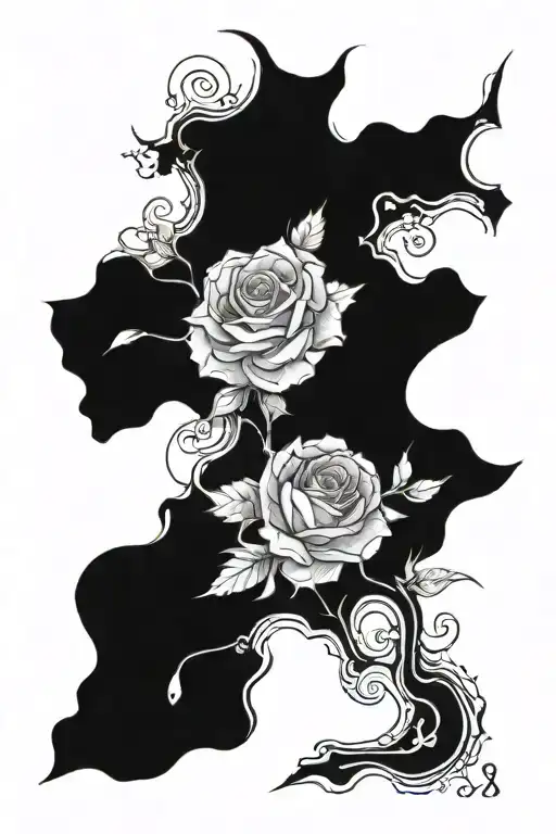 blackout sleeve with white lines tattoo design idea