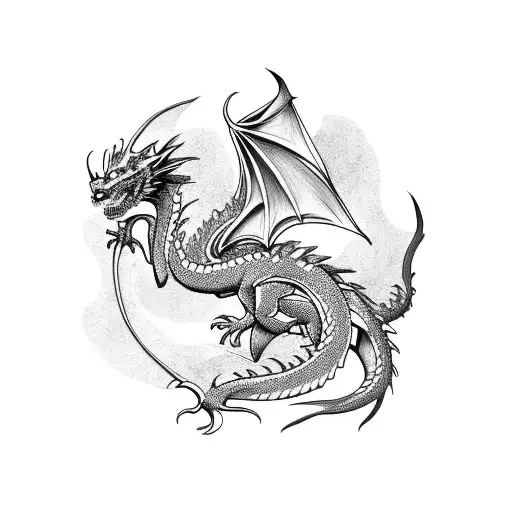 Dragon wrapped around a favorite animal tattoo design idea