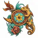 combination of zodiac signs pisces and libra  tattoo design idea