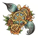 combination of zodiac signs pisces and libra  tattoo design idea