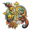 combination of zodiac signs pisces and libra  tattoo design idea