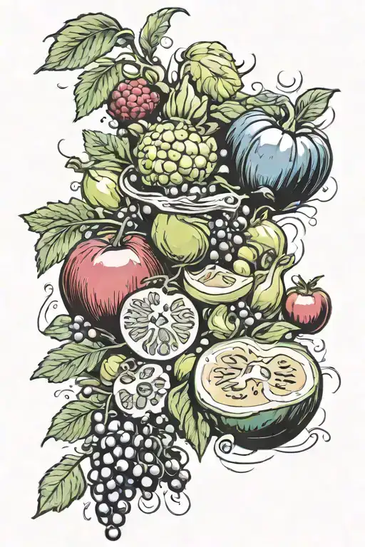 a brutal war between fruits and vegetables  tattoo design idea