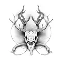 long snake and deer face half skull tattoo design idea