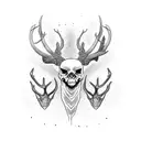 long snake and deer face half skull tattoo design idea