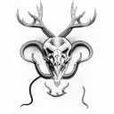 snake with deer half skull tattoo design idea