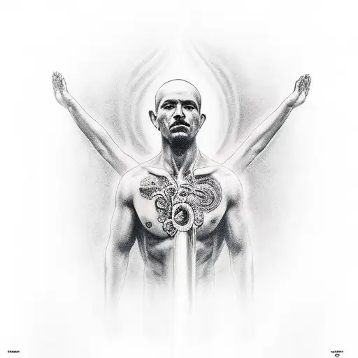 pray hands banner with in gods hands for ribs tattoo design idea