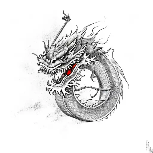chinese dragon spitting fire tattoo design idea