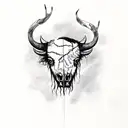 Artistic representation of a bison skull adorned with maple leaves tattoo design idea