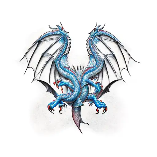 Dragon trans colors tattoo design idea