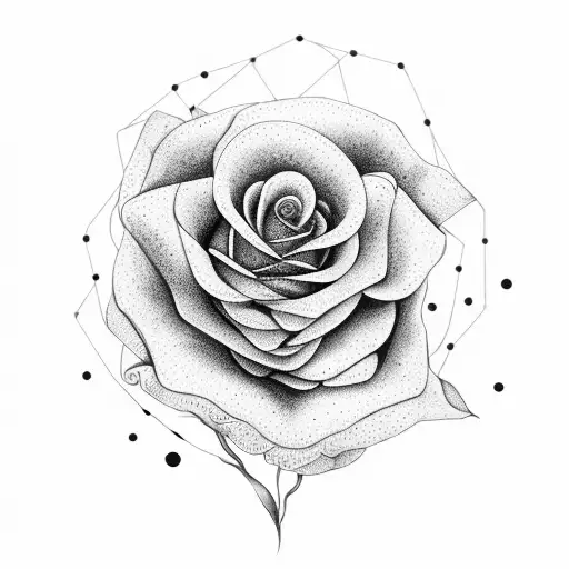 blooming rose and wilted rose on a geometric background tattoo design idea