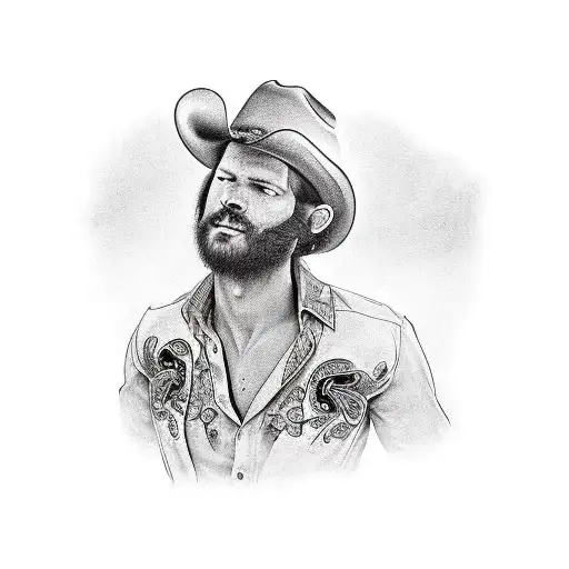 cowboy plaing banjo tattoo design idea