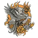 A phoenix rising from ashes symbolizing overcoming mental illness and becoming stronger tattoo design idea
