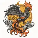 A phoenix rising from ashes symbolizing overcoming mental illness and becoming stronger tattoo design idea